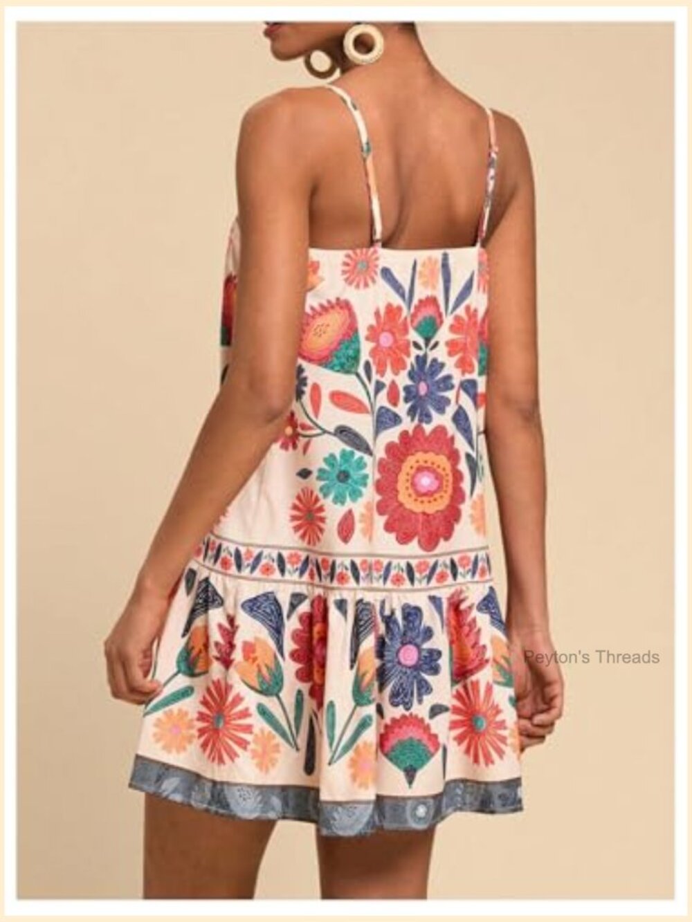 Sleeveless Cami Dress Floral Flounce Hem Summer Short Dresses - Picture 3 of 5